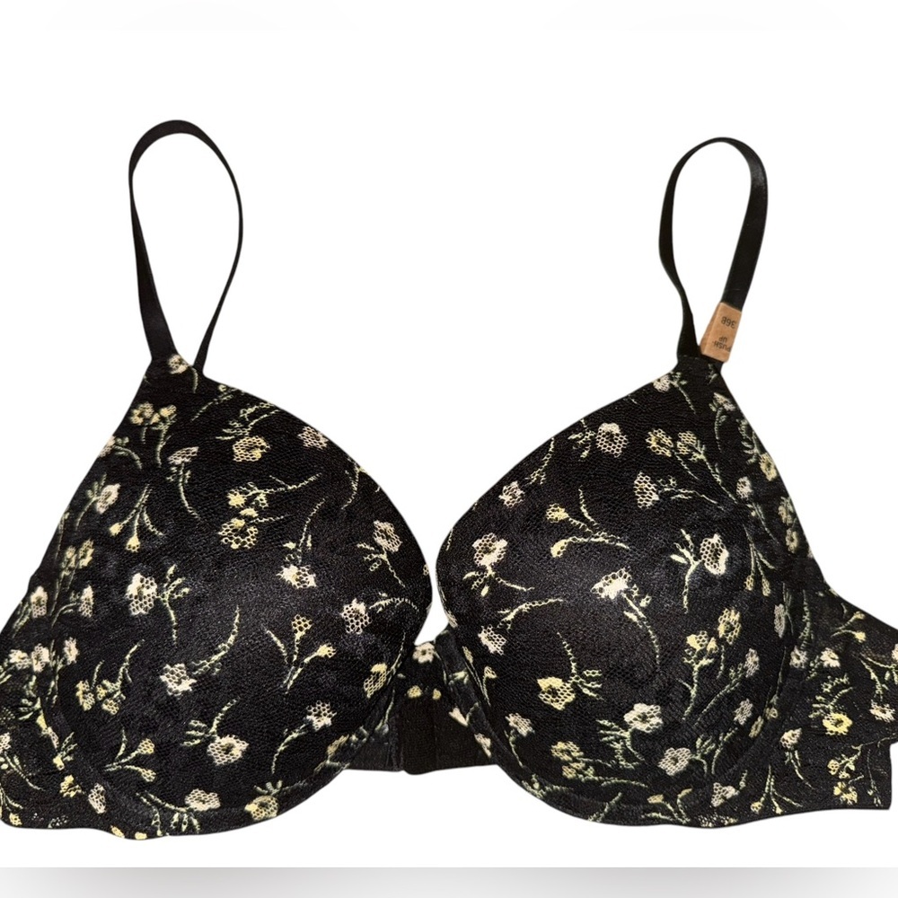 PINK Victoria’s Secret NWT Wear Everywhere PushUp Bra, Black Gold Floral, 36B - Picture 2 of 9